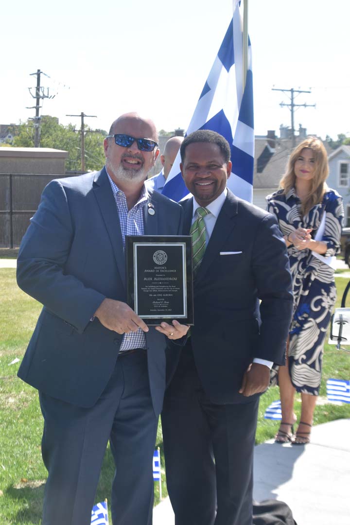 September 25th 2021 monument unveiled in Aurora Illinois - Alex Alexandrou, Mayor Irvin