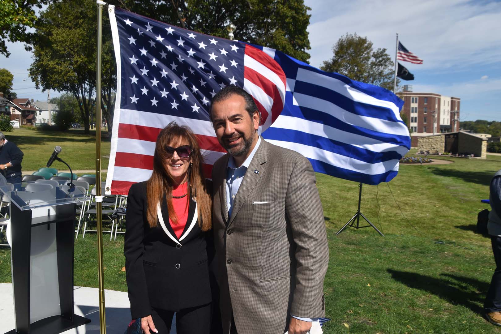 September 25th 2021 monument unveiled in Aurora Illinois - IL Sen Linda Holmes, Aurora Alderman Mesiacos