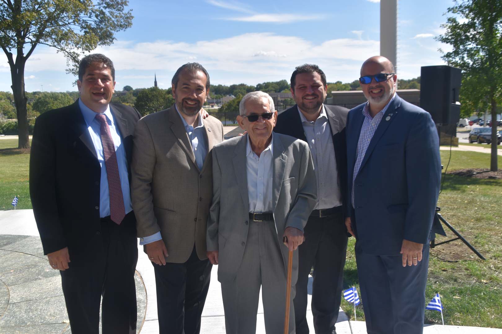 September 25th 2021 monument unveiled in Aurora Illinois - Michael Poulakidas, Alderman Mesiacos, John Poulakidas, Foti Georgopoulos, Alex Alexandrou