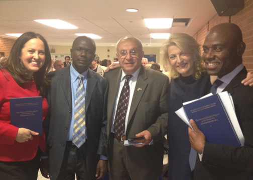 Mariyana Spyropoulos (Comissioner Metropolitan Water Reclamation District of Chicago), Ernst Pierre Jeune (Haitian Consular Agent), Panagiotis Nikolopoulos, Mrs. Photini Tomai, Spana David (Haitian Vice Consul in Chicago). 05/12/2012