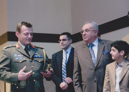 Brig. Gen. Ilias Leontaris presenting Leadership Award to Mr. Panagiotis Nikolopoulos