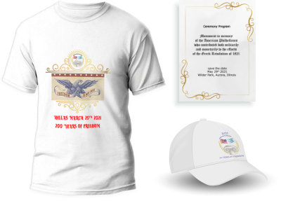 freedom is not free american philhellenes society giveaway hat t-shirt and name credited in program