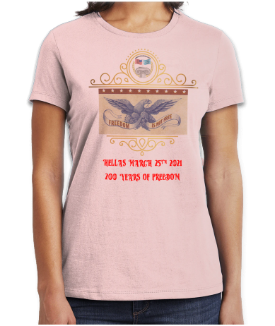 freedom is not free american philhellenes society giveaway t-shirt female pink