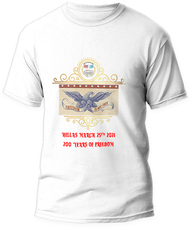 freedom is not free american philhellenes society giveaway t-shirt male white